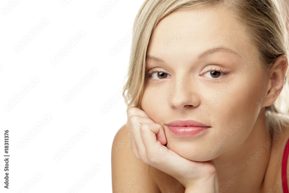 Portrait of young beauty woman looking at the camera