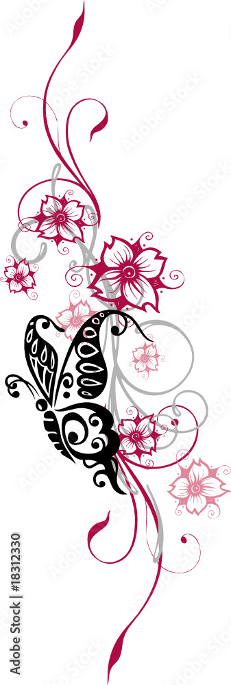 cherry blossom floral element, Kirschblüte, Blumen, Ranke