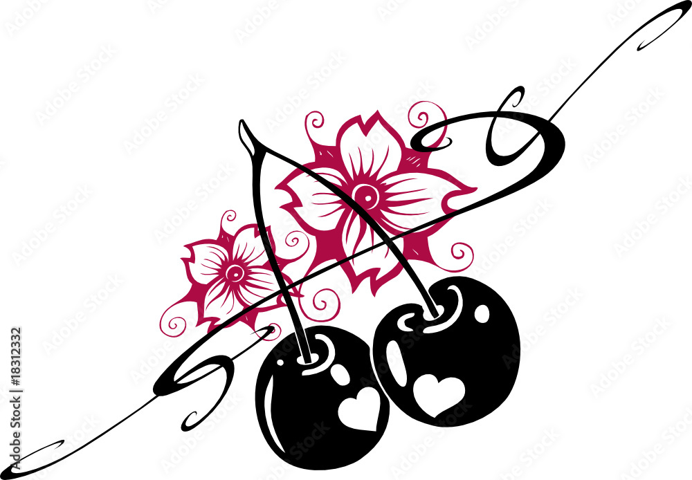 cherry blossom floral element, Kirschblüte, Blumen, Ranke