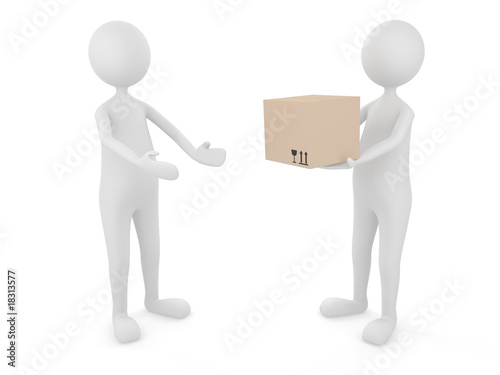 Man delivering cardboard box to a client