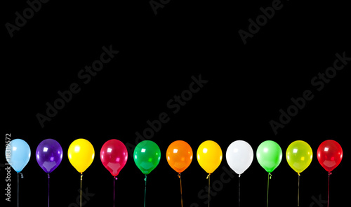 Colorful Party Balloons on Black