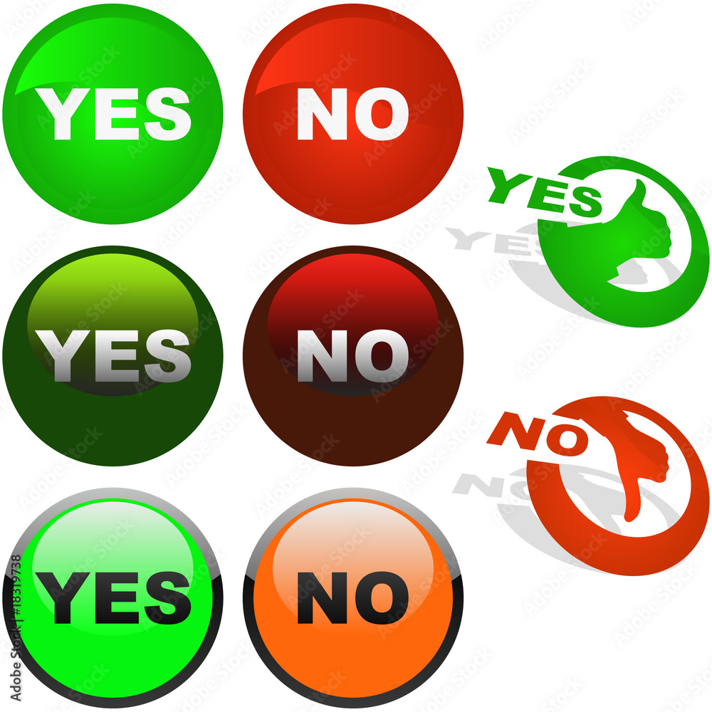 Yes and No icon. Vector beautiful icon set. Yes and No icon. Vector beautiful icon set.