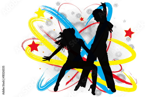 vector illustration  dancers in action