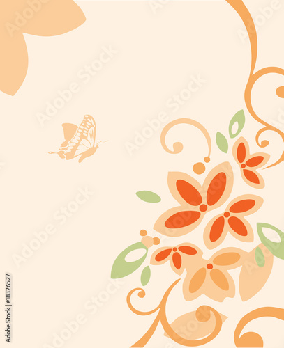 Decorazione floreale con farfalla