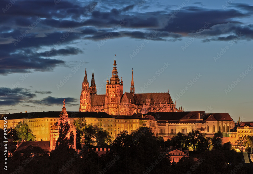 Night view on Prague Castle. Czech Republic..