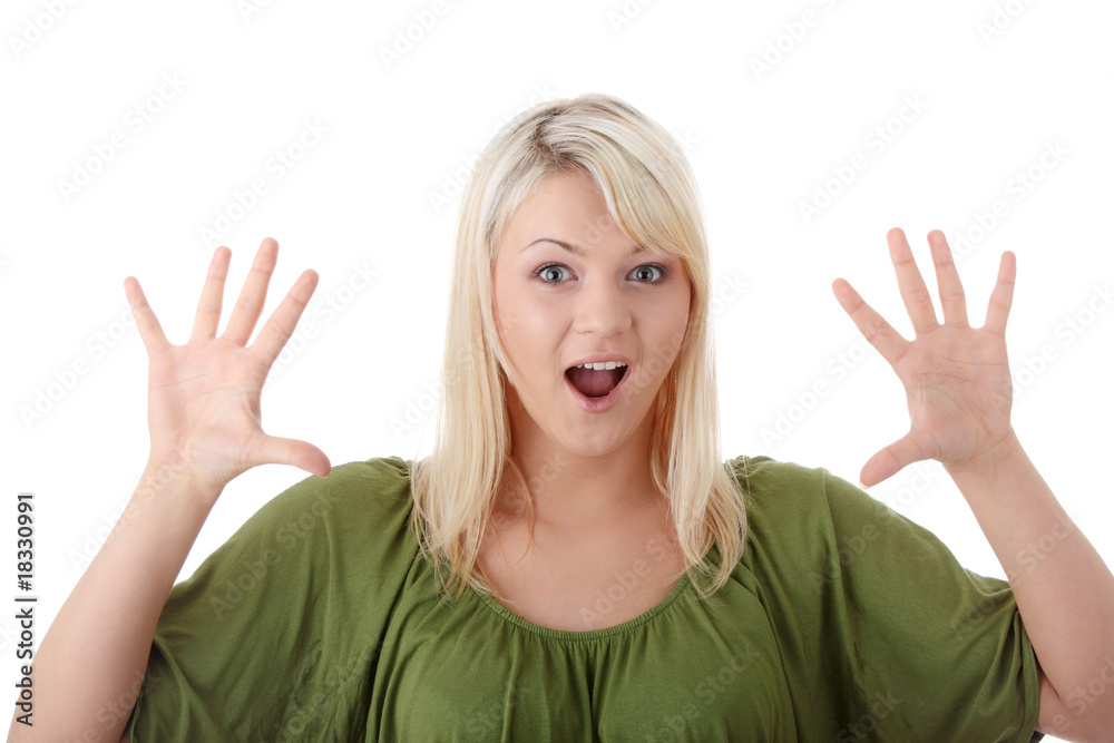 Casual young blonde surprised Casual young blonde surprised
