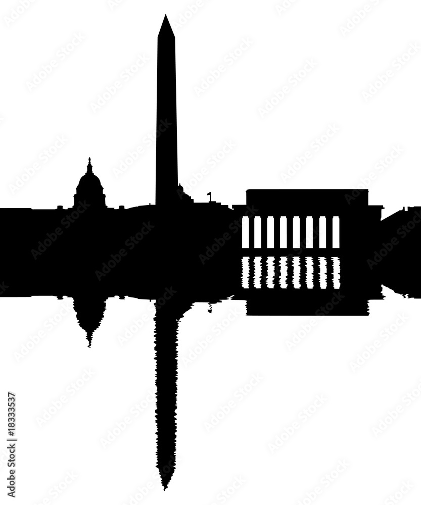 Obraz premium Washington DC Skyline reflected with ripple