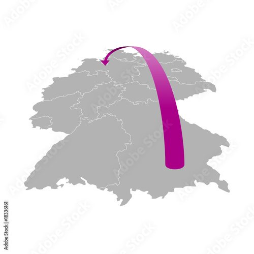 deutschlandkarte mit flugstrecke muc-ham
