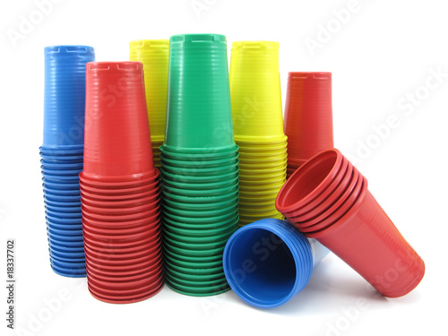 Colored plastic cups