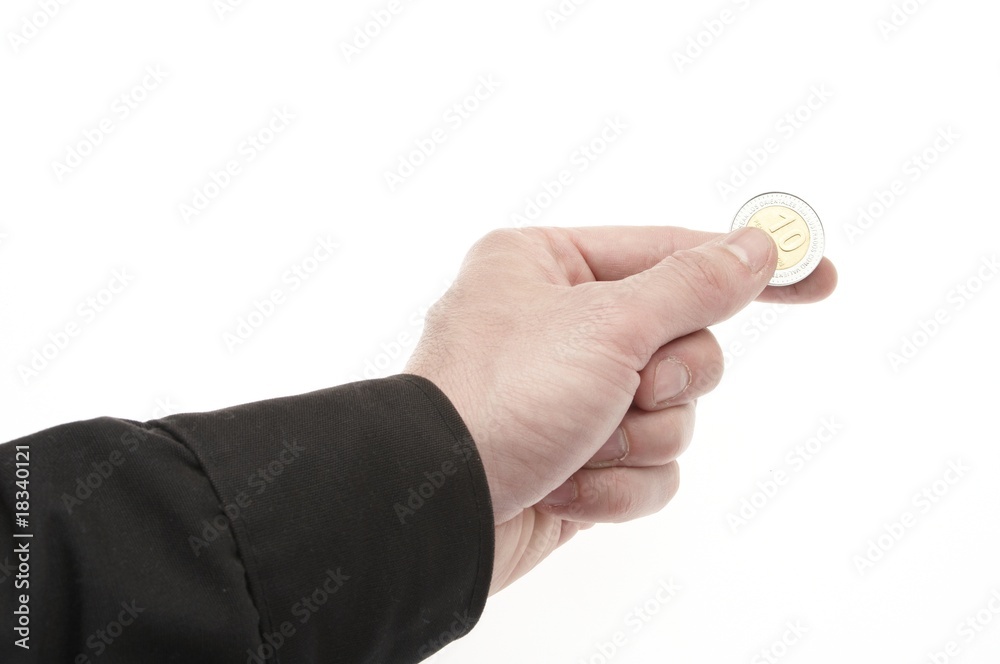Fototapeta premium mano con monedas