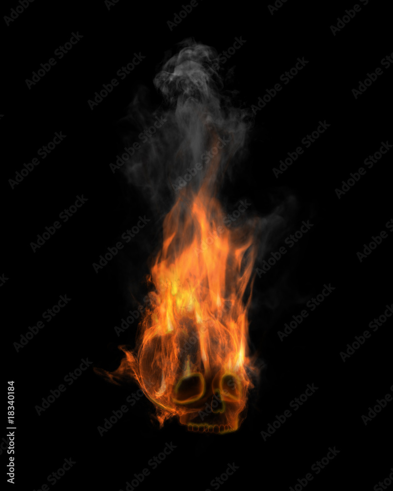 Flaming skull