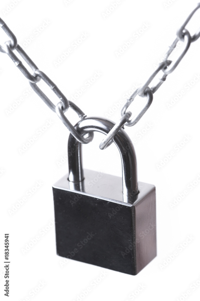 Lock and chain on the white background Lock and chain on the white background