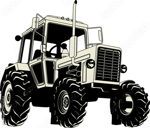 Detailed vector tractor silhouette