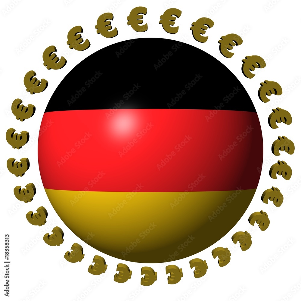 Obraz premium German flag sphere with euros