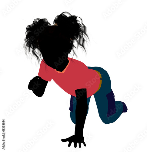 Billede på lærred African American Girl Illustration Silhouette