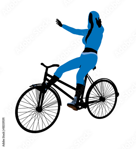 Female Bicycle Rider Illustration Silhouette