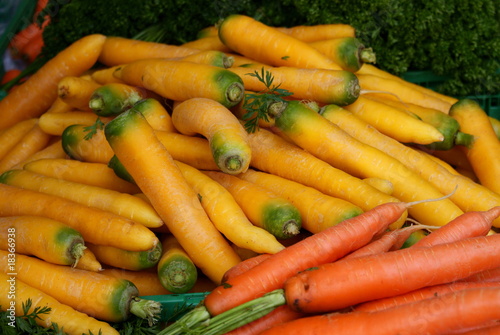 Pile of yellow and red carrots