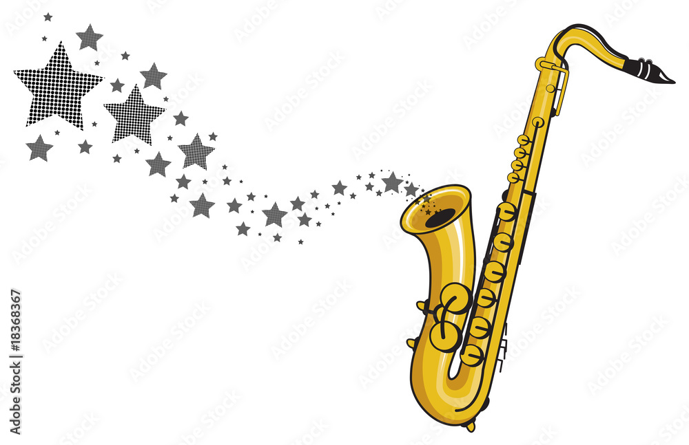 Naklejka premium saxophone with stars