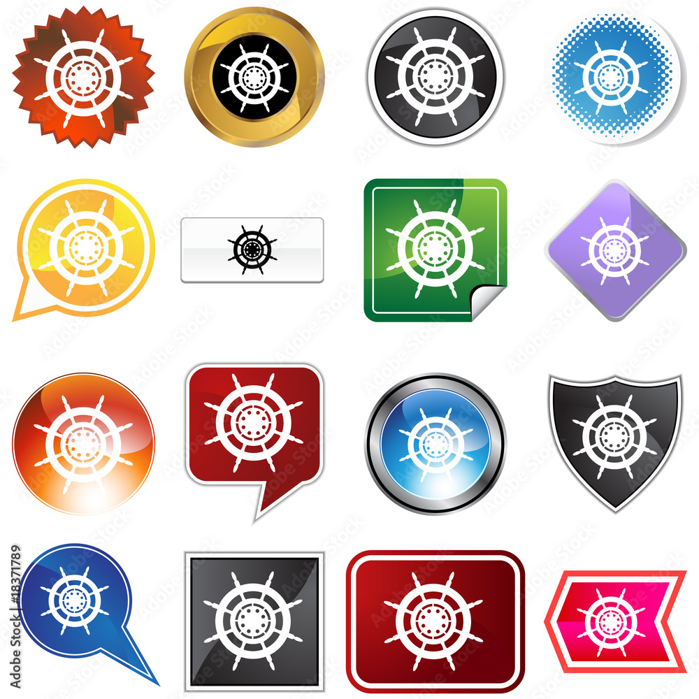 Ship Steering Wheel Icon Set Ship Steering Wheel Icon Set