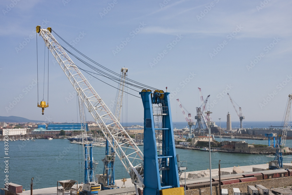Many Cranes at Shipping Port