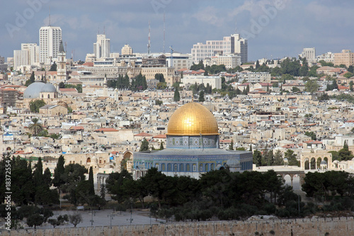 View on old Jerusalem and Dome of the Rock temple