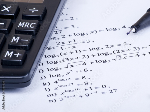 calculator pen and math