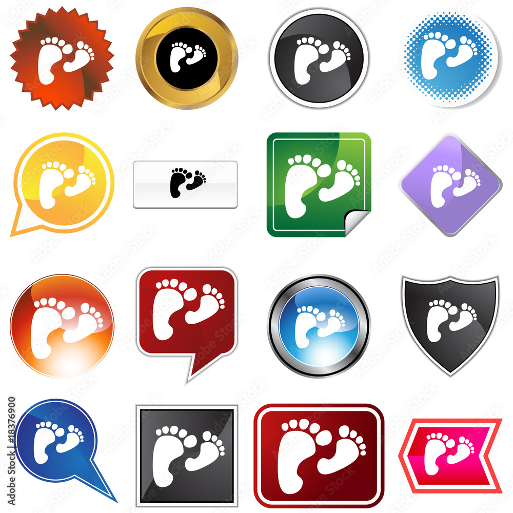 footprint walking variety icon set footprint walking variety icon set