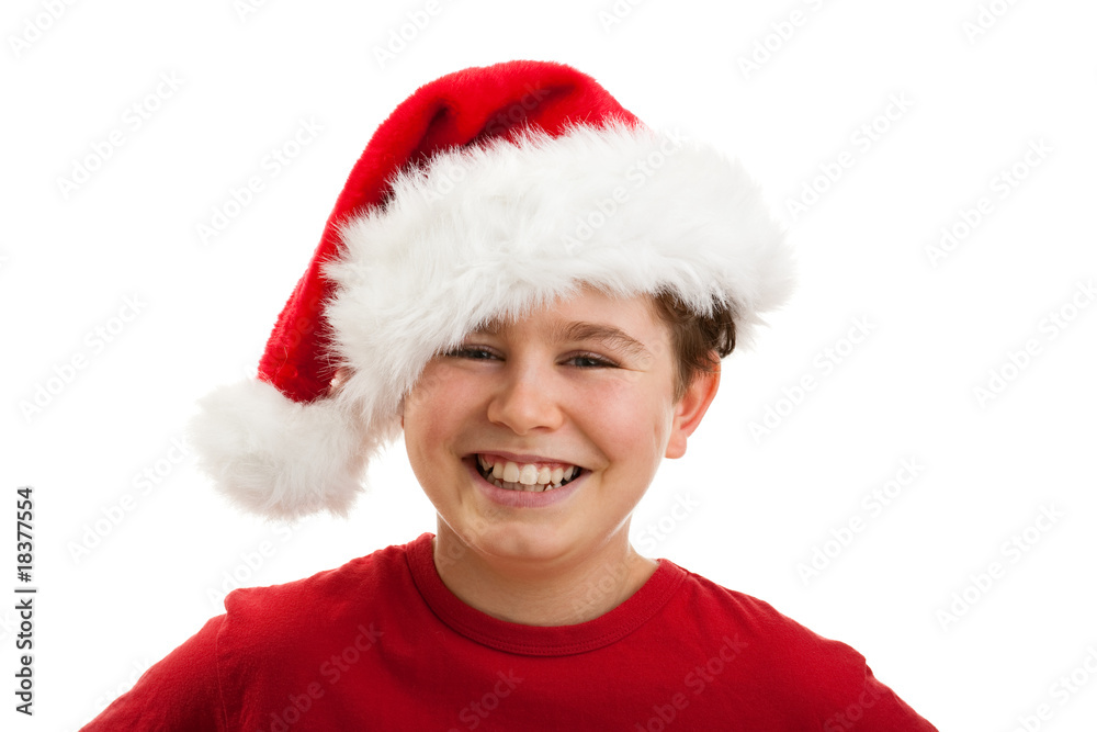 Boy as Santa Claus isolated on white background Boy as Santa Claus isolated on white background