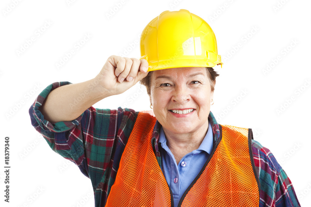 Female Construction Worker Closeup Female Construction Worker Closeup