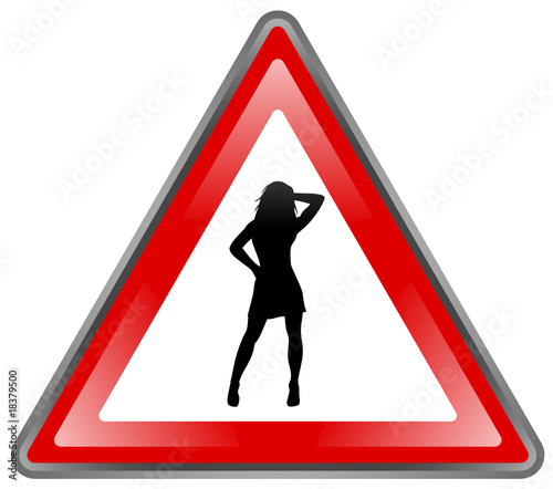Panneau "Femme Sexy" (triangle - effet brillant - vecteur)