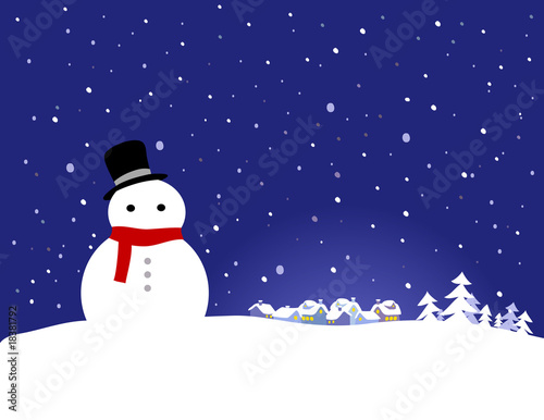 Vector Christmas Background - Snowman © Chien Hsiang Chiu
