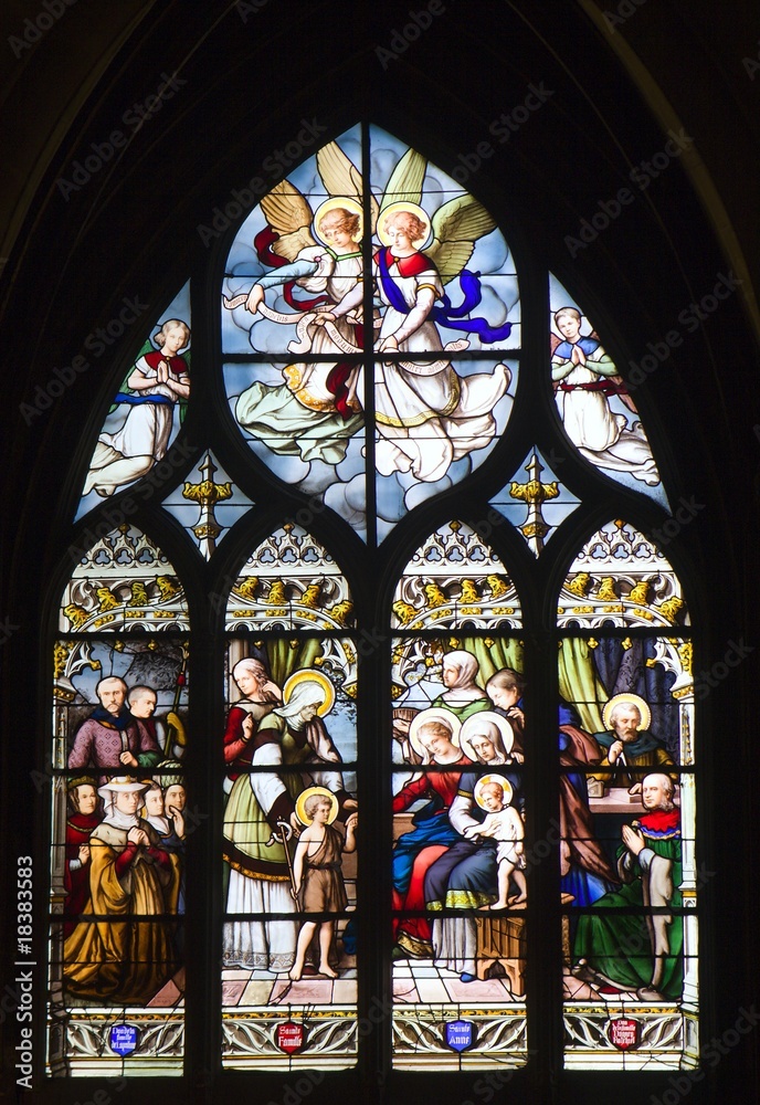 window-pane from gothic church in Paris - st. severin church