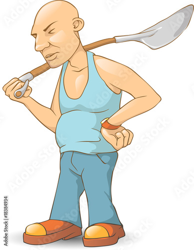 man with spade
