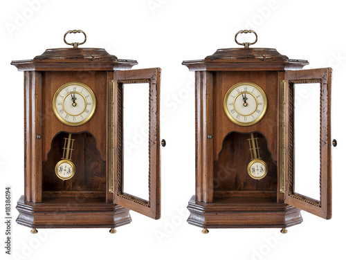 isolated old-fashion wooden clock