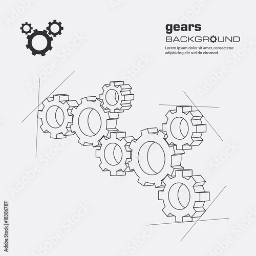 Gears blueprint background. Vector.