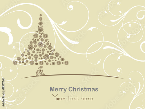 background with xmas tree, floral