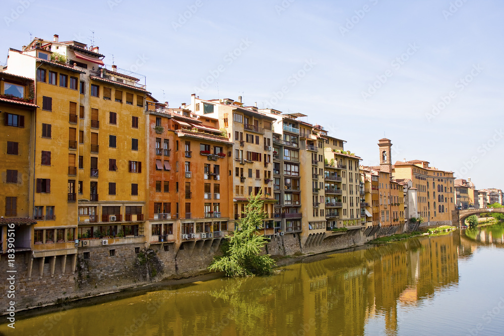 Colorful Buildings Along Arno River in Florence