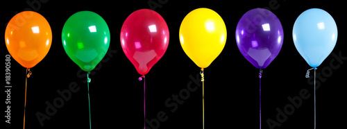 Colorful Party Balloons on Black
