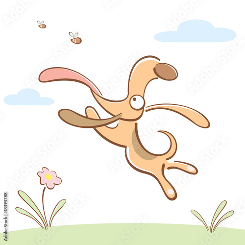 dog with long tongue catching bees