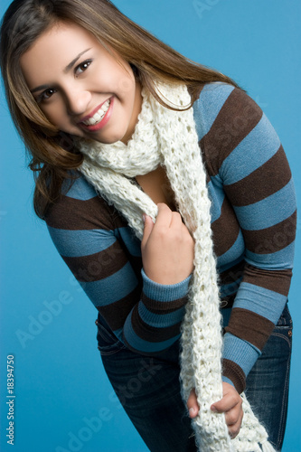 Slika na platnu Winter Girl Wearing Scarf
