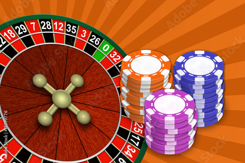 Foto Roulette and chips on an abstract background