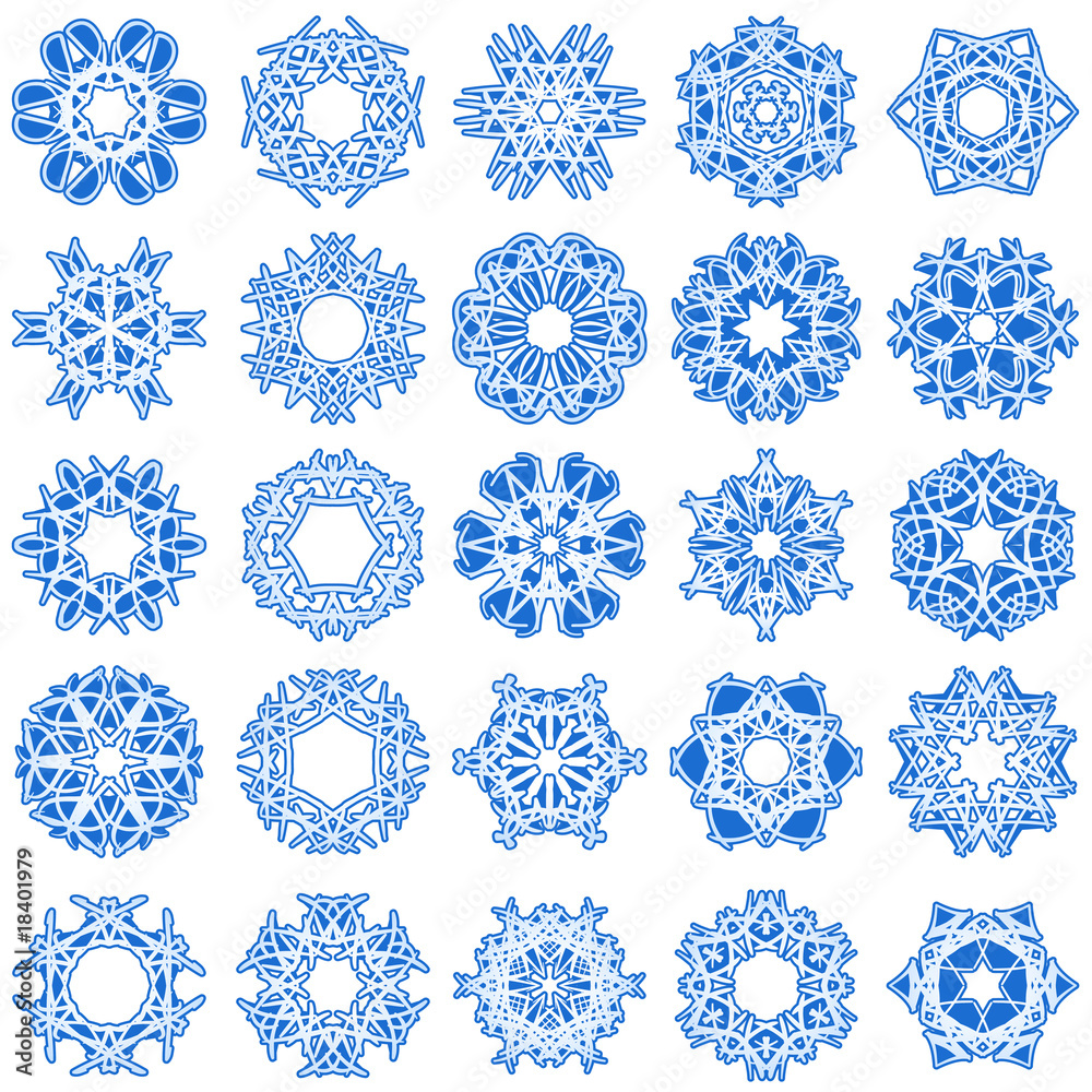 Set of 25 a six-rays crystal gradient snowflakes. Set of 25 a six-rays crystal gradient snowflakes.