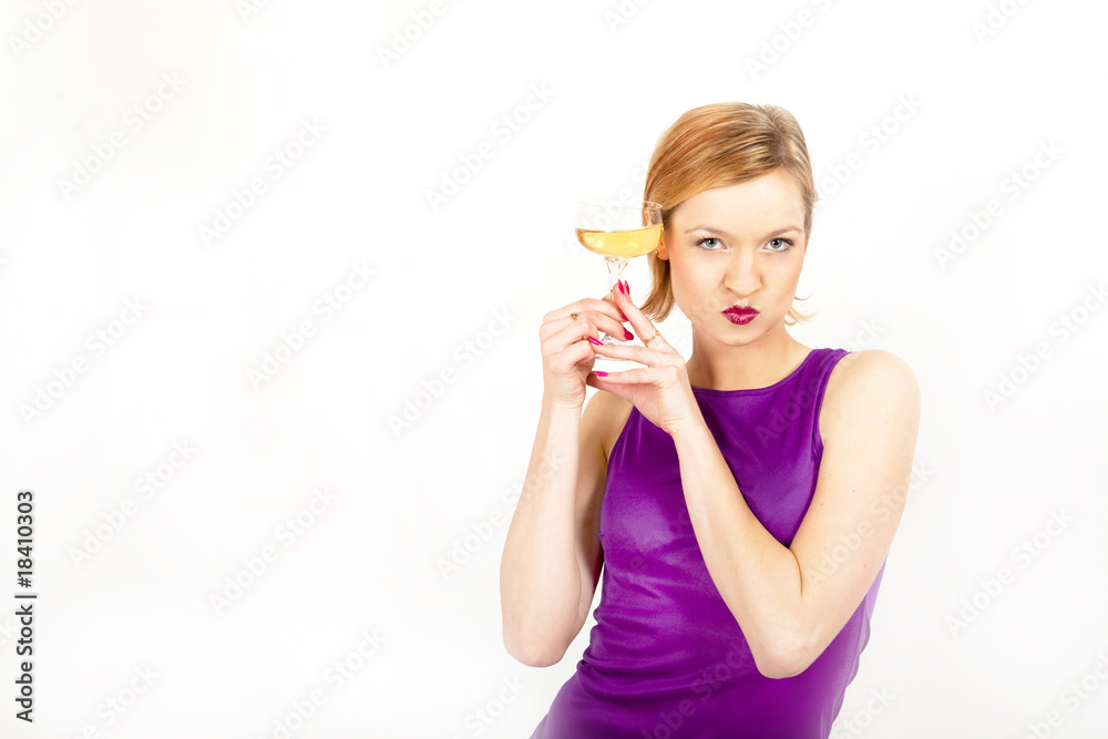 Young party woman with glass of champagne Young party woman with glass of champagne