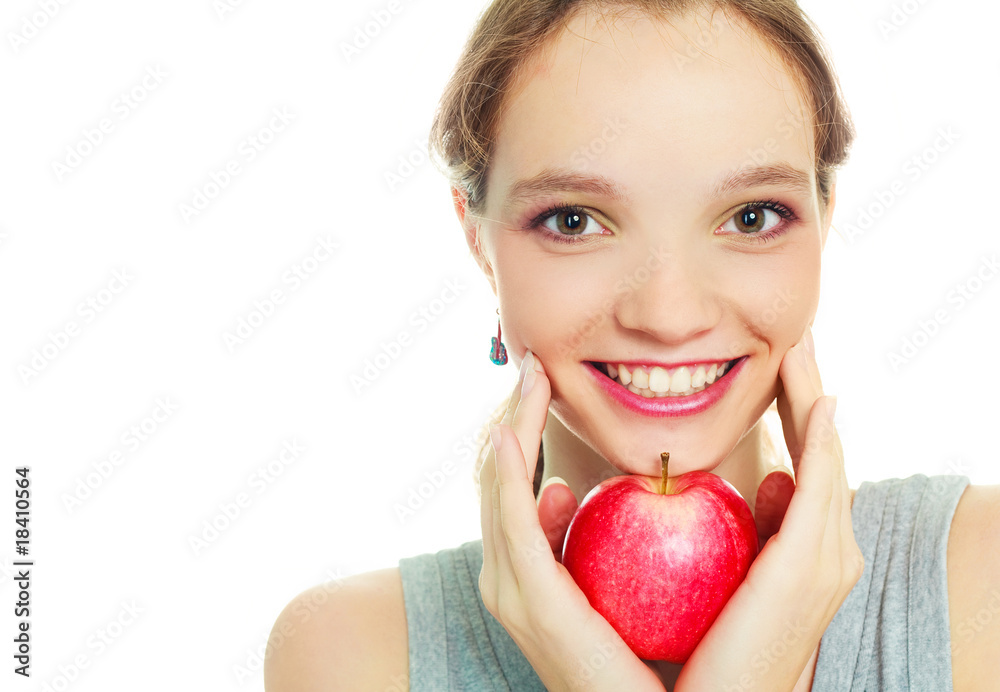 girl with an apple girl with an apple