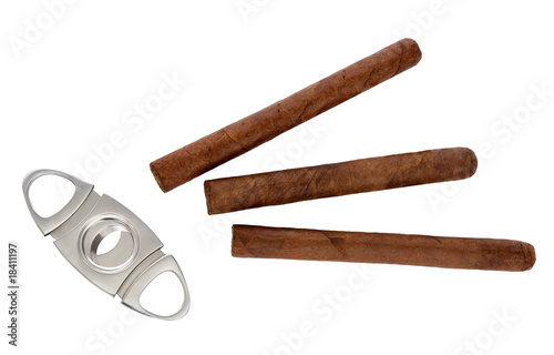 guillotine cigar and cigar on a white background