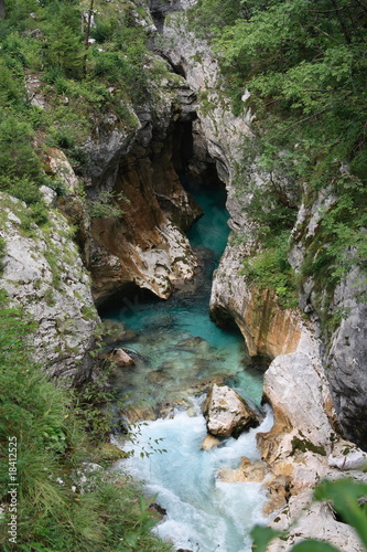 Beautiful waterfall in Slovenia near lake Bled © SergioET