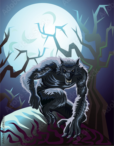 Werwolf and moon
