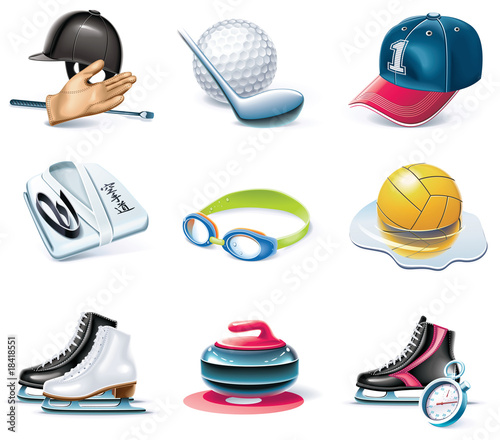 Vector cartoon style icon set. Part 37. Sport