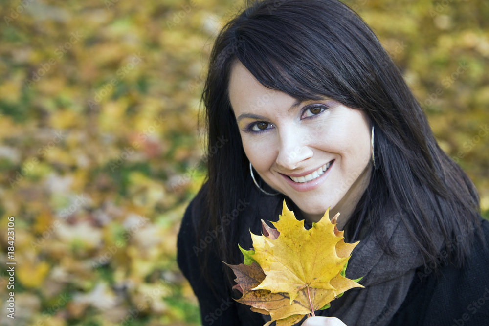 Girl with colorful leaves Girl with colorful leaves