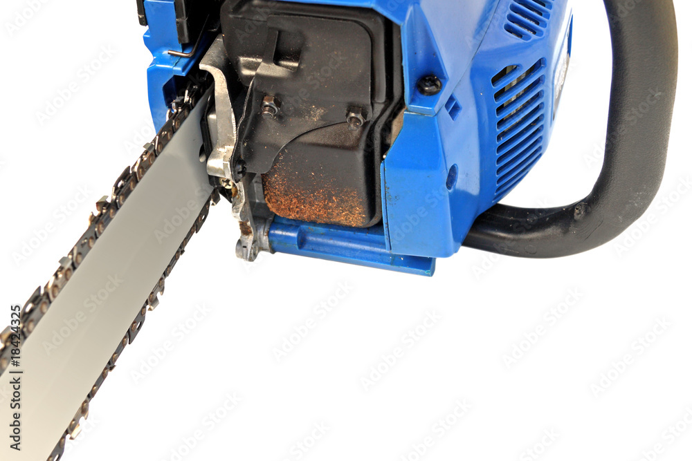 Fototapeta premium tronçonneuse bleue fond blanc
